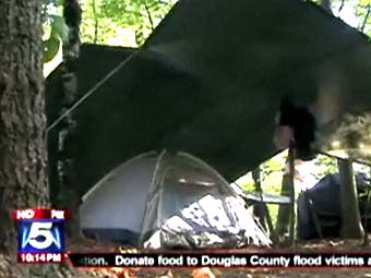Палаточный лагерь в Мариэтте. Кадр Fox News Atlanta
