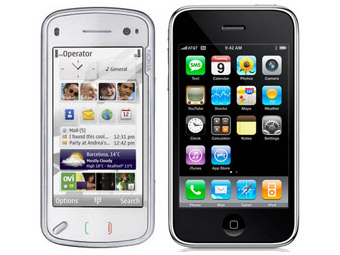 Nokia N97  Apple iPhone.  - 